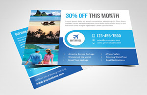 Our travel agency client in Huntington, NY had us print 5,000 of these postcards.