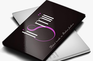 Glossy business cards, such as this black example, are a favorite among our customers in Huntington, NY.