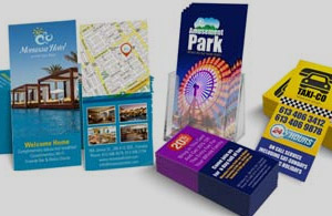 Perfect examples of the various sizes in rack cards we have printed for past customers in Huntington, NY.